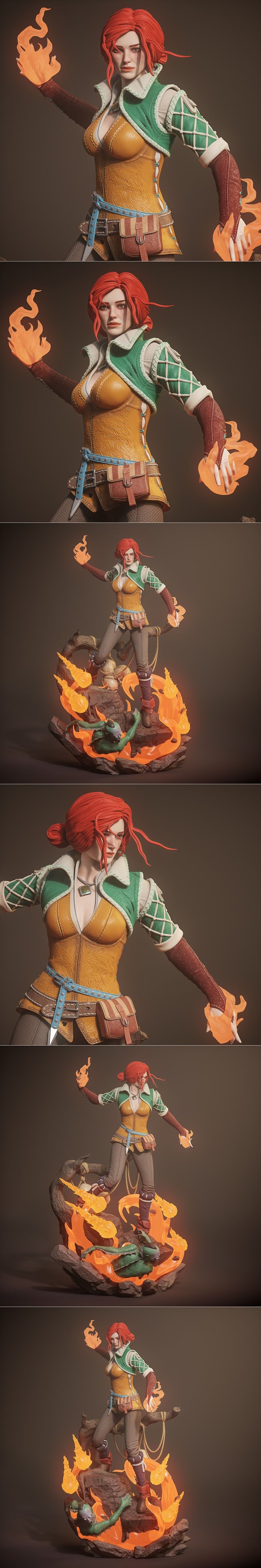 《巫师3》特丽丝·梅里戈德3D打印模型|Yongblood Sculpture – Triss Merigold – The Witcher 3 – 3D Print Model STL