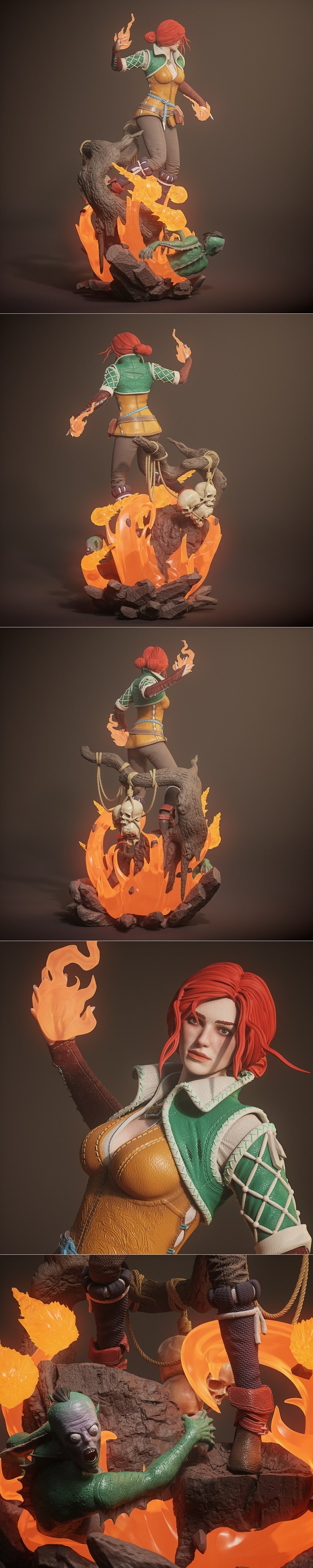 《巫师3》特丽丝·梅里戈德3D打印模型|Yongblood Sculpture – Triss Merigold – The Witcher 3 – 3D Print Model STL