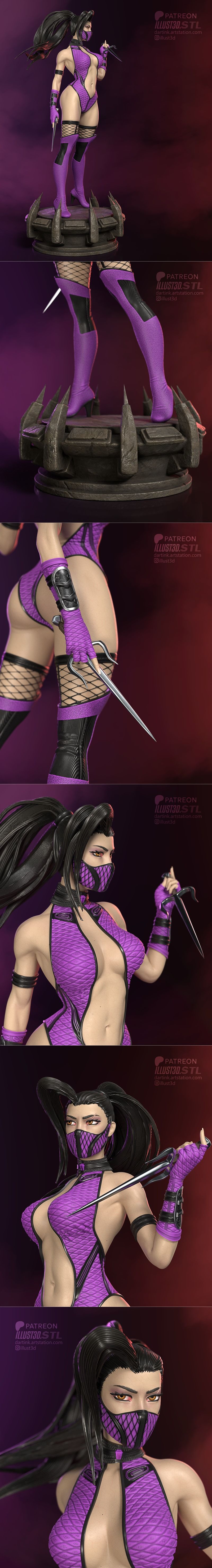 illust3d - 米莱娜MK - 3D打印模型|illust3d – Mileena MK Fanart – 3D Print Model STL