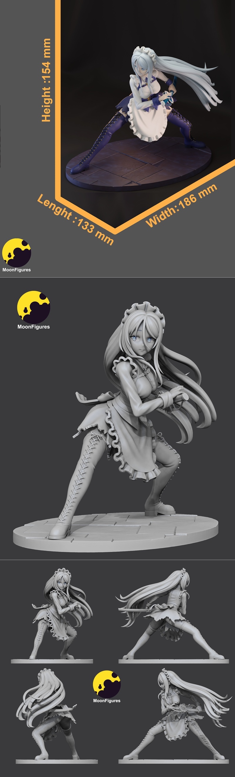 月之幻影 - 西尔法 - 3D打印模型|MoonFigures – Sylpha – 3D Print Model STL