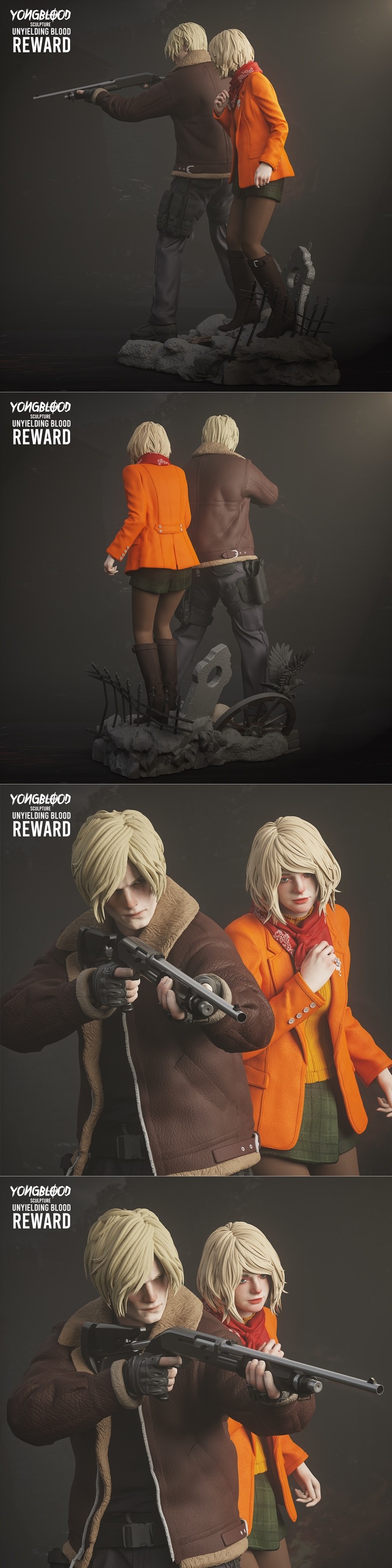 Yongblood Sculpture – Leon & Ashley diorama – Loyalty – 3D Print Model STL