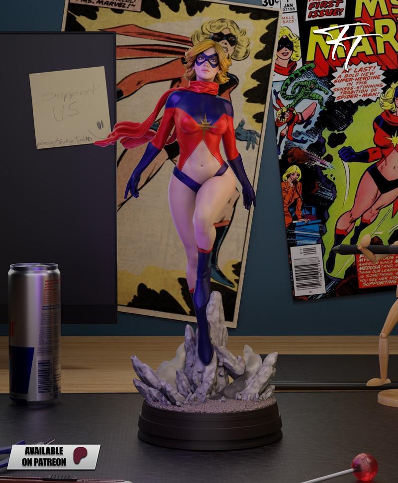 经典漫威少女战士3D打印模型|Trick or treat Studio – Ms Marvel Classic – 3D Print Model STL