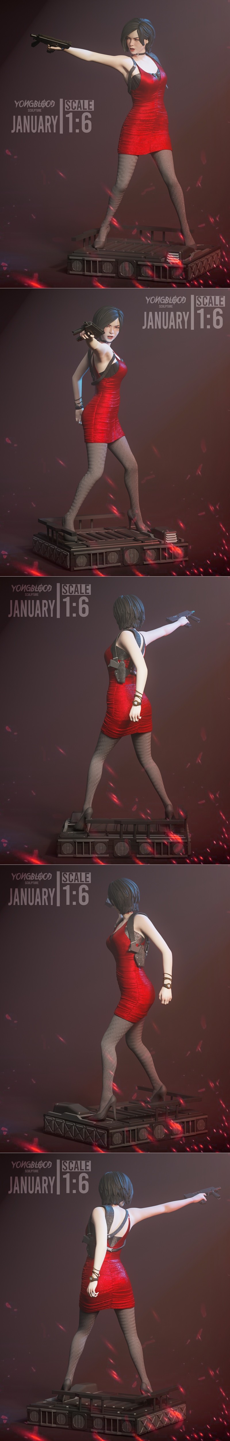 永血雕塑 - 逆转裁判2 - 亚达·汪 3D打印模型|Yongblood Sculpture – Ada Wong Resident Evil 2 – 3D Print Model STL