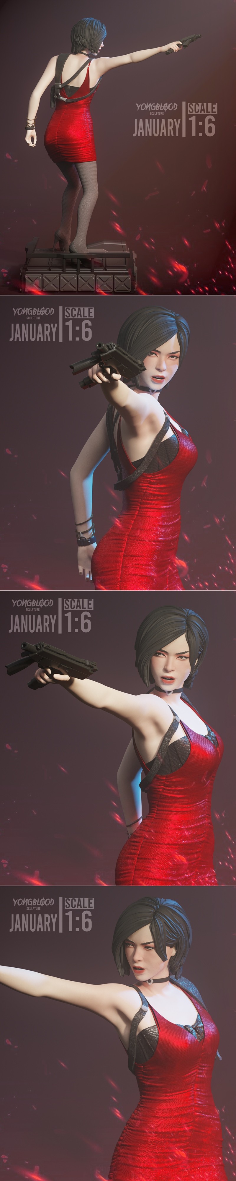 永血雕塑 - 逆转裁判2 - 亚达·汪 3D打印模型|Yongblood Sculpture – Ada Wong Resident Evil 2 – 3D Print Model STL