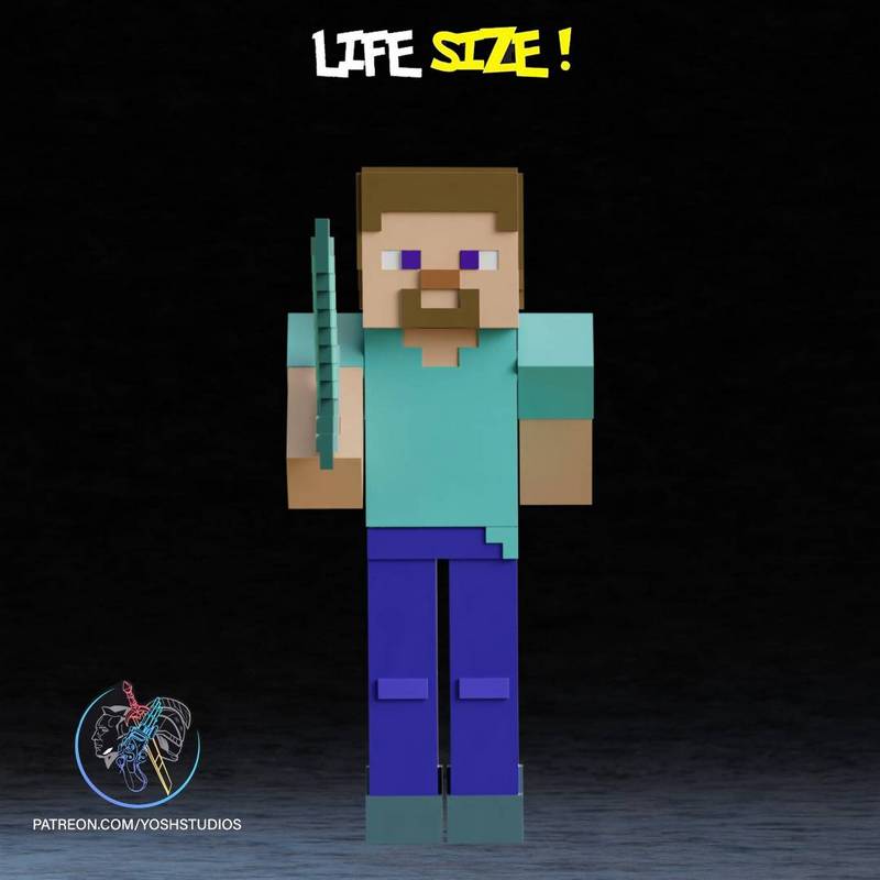 Yosh Studios - 《生活大小的史蒂夫》3D打印模型|Yosh Studios – Life-Size Steve – 3D Print Model