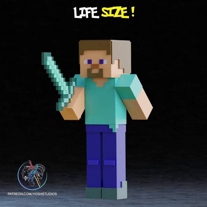 Yosh Studios - 《生活大小的史蒂夫》3D打印模型|Yosh Studios – Life-Size Steve – 3D Print Model