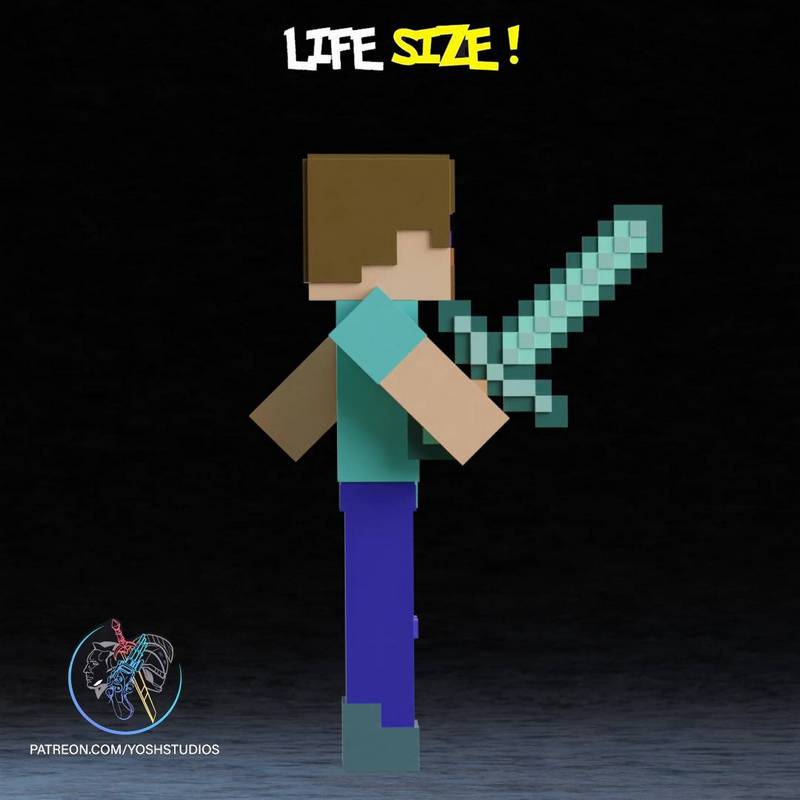 Yosh Studios - 《生活大小的史蒂夫》3D打印模型|Yosh Studios – Life-Size Steve – 3D Print Model