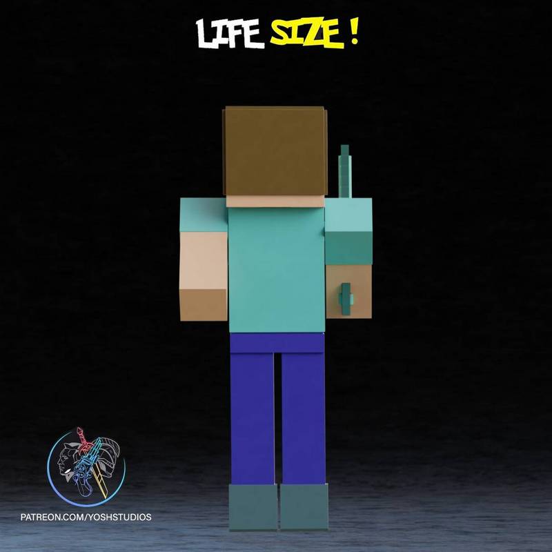 Yosh Studios - 《生活大小的史蒂夫》3D打印模型|Yosh Studios – Life-Size Steve – 3D Print Model