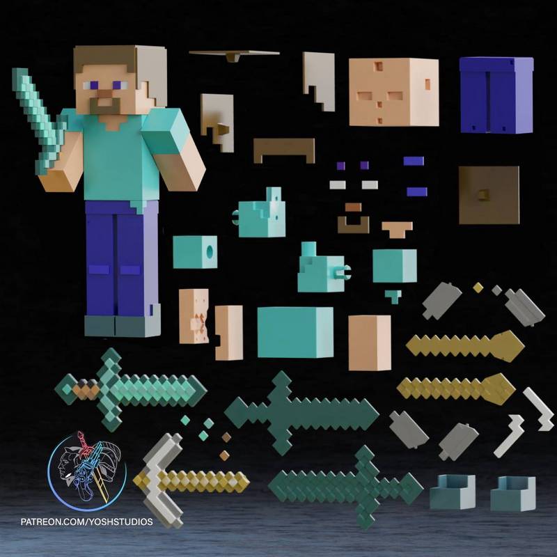 Yosh Studios - 《生活大小的史蒂夫》3D打印模型|Yosh Studios – Life-Size Steve – 3D Print Model