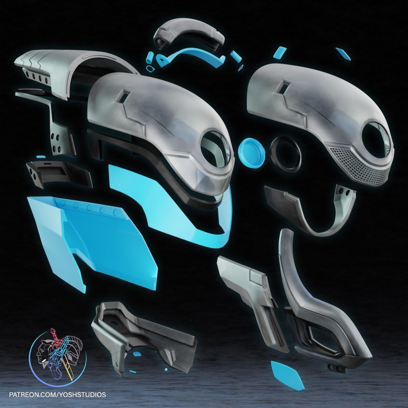 Yosh Studios旗下作品《Maker Rivals》角色头盔3D打印模型|Yosh Studios – Maker Rivals Helmet – 3D Print Model