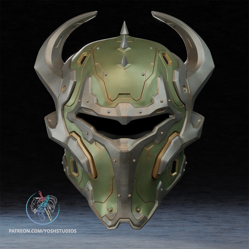 Yosh Studios旗下《毁灭战士》哨兵头盔3D打印模型|Yosh Studios – Doom Sentinel Helmet – 3D Print Model
