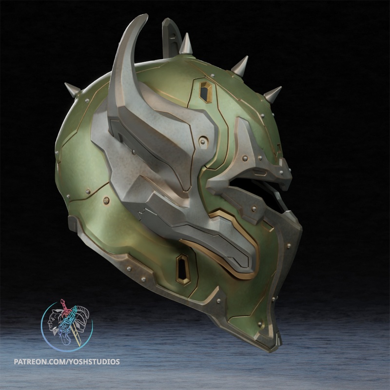 Yosh Studios旗下《毁灭战士》哨兵头盔3D打印模型|Yosh Studios – Doom Sentinel Helmet – 3D Print Model