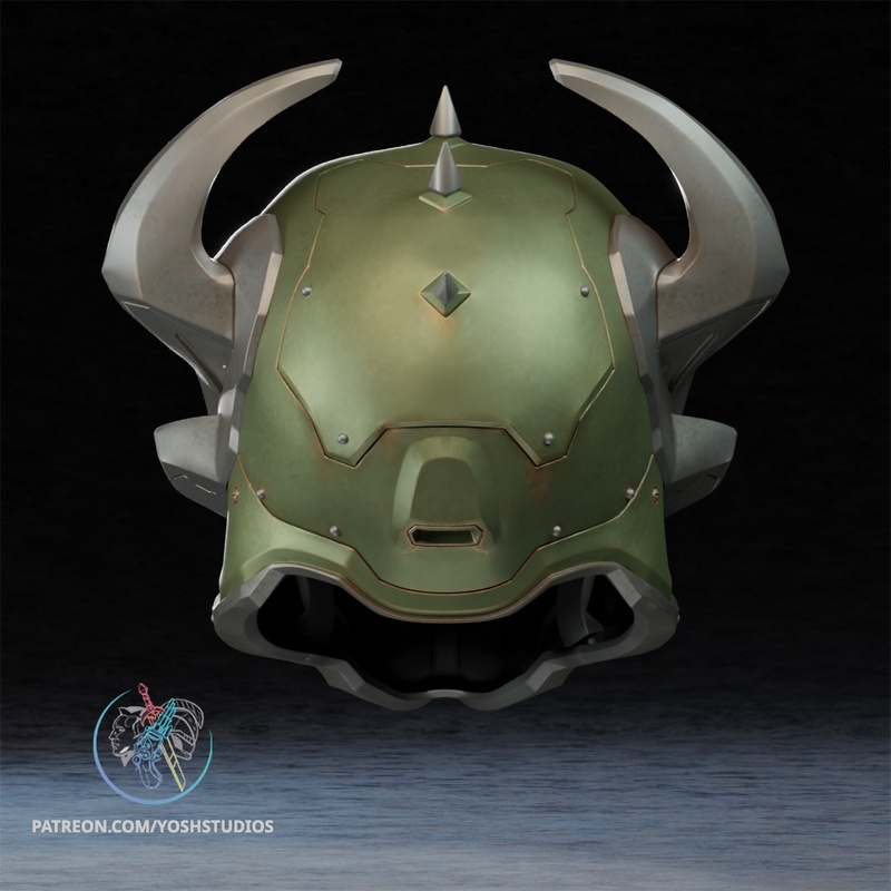 Yosh Studios旗下《毁灭战士》哨兵头盔3D打印模型|Yosh Studios – Doom Sentinel Helmet – 3D Print Model