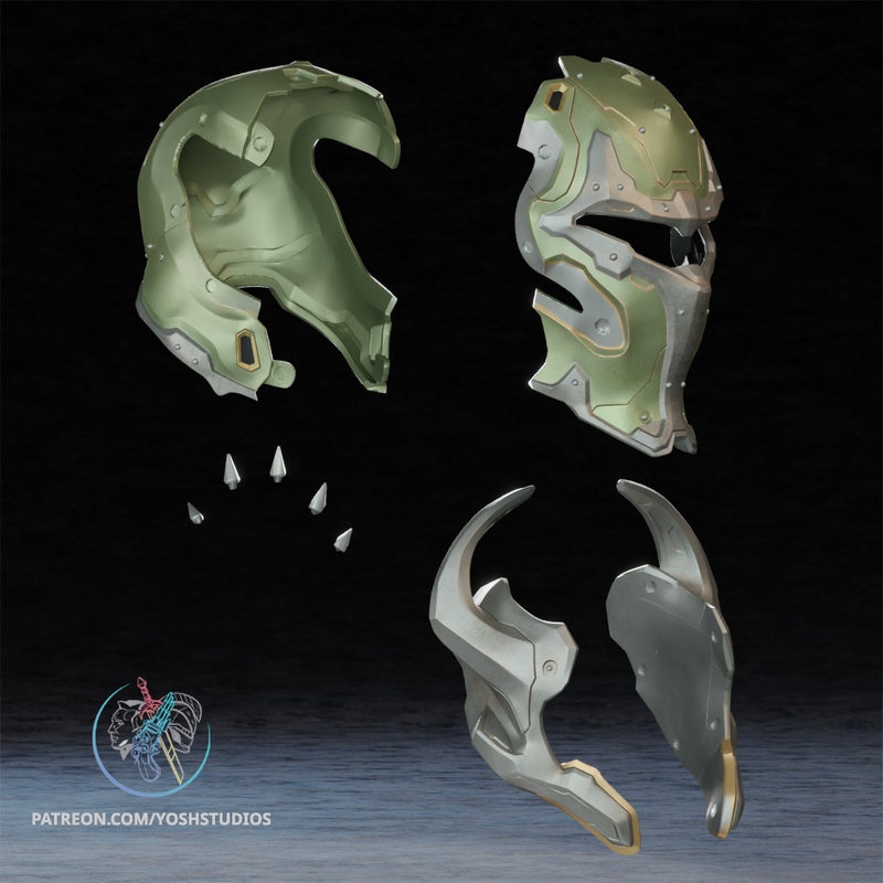 Yosh Studios旗下《毁灭战士》哨兵头盔3D打印模型|Yosh Studios – Doom Sentinel Helmet – 3D Print Model