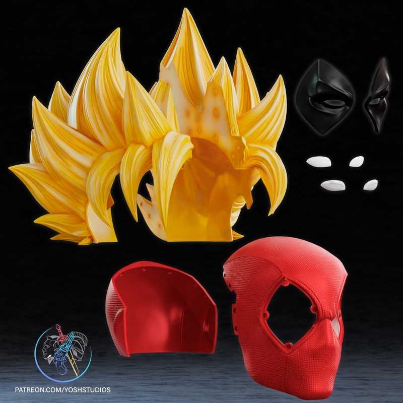 Yosh Studios - 超级死侍面具 - 3D打印模型|Yosh Studios – Super Deadpool Mask – 3D Print Model