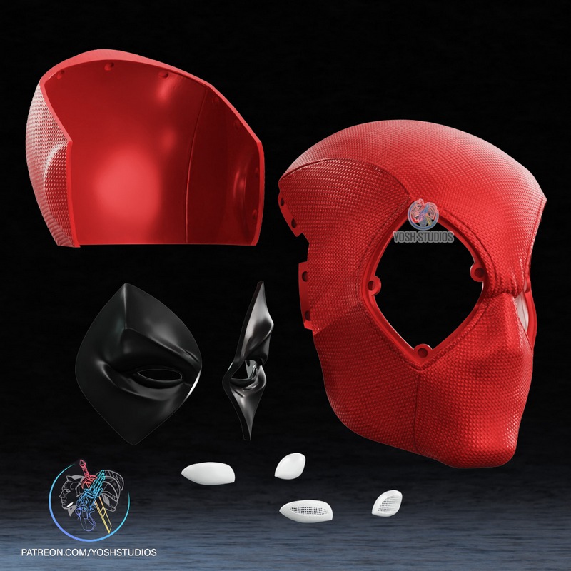 Yosh Studios - 3D打印模型 - 复刻死侍面具|Yosh Studios – Comic Deadpool Mask – 3D Print Model