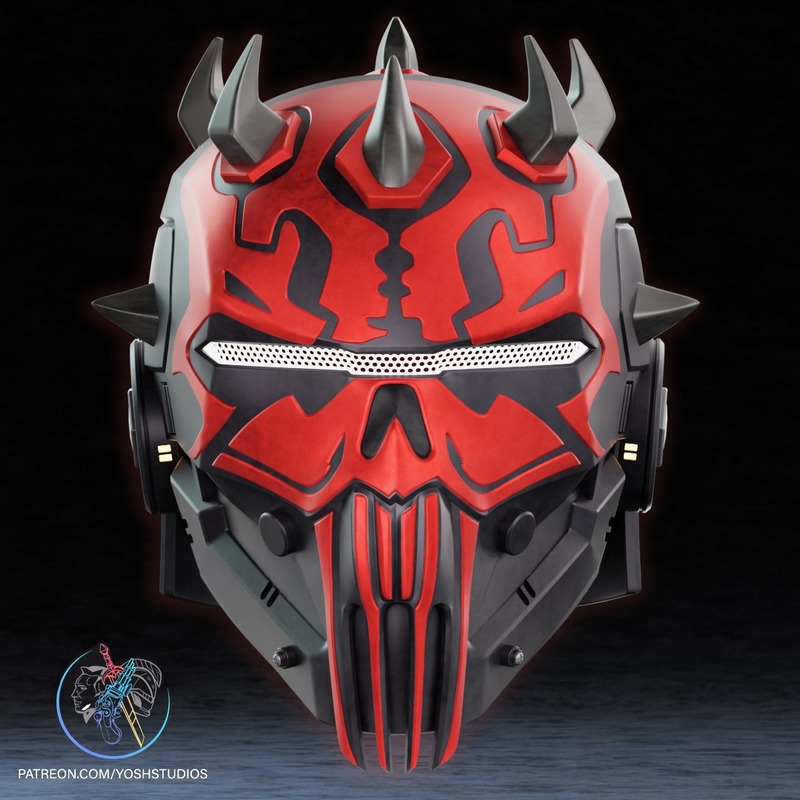 Yosh Studios - 铠甲达斯·马乌头盔 3D打印模型|Yosh Studios – Armored Darth Maul Helmet – 3D Print Model