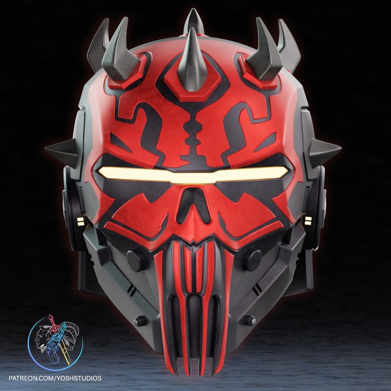 Yosh Studios - 铠甲达斯·马乌头盔 3D打印模型|Yosh Studios – Armored Darth Maul Helmet – 3D Print Model