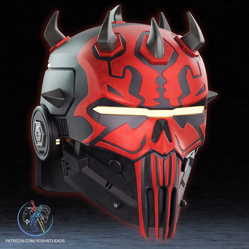 Yosh Studios - 铠甲达斯·马乌头盔 3D打印模型|Yosh Studios – Armored Darth Maul Helmet – 3D Print Model