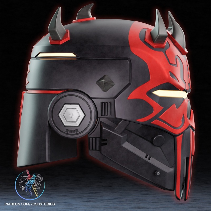Yosh Studios - 铠甲达斯·马乌头盔 3D打印模型|Yosh Studios – Armored Darth Maul Helmet – 3D Print Model