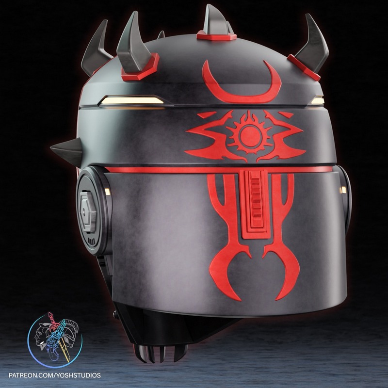 Yosh Studios - 铠甲达斯·马乌头盔 3D打印模型|Yosh Studios – Armored Darth Maul Helmet – 3D Print Model