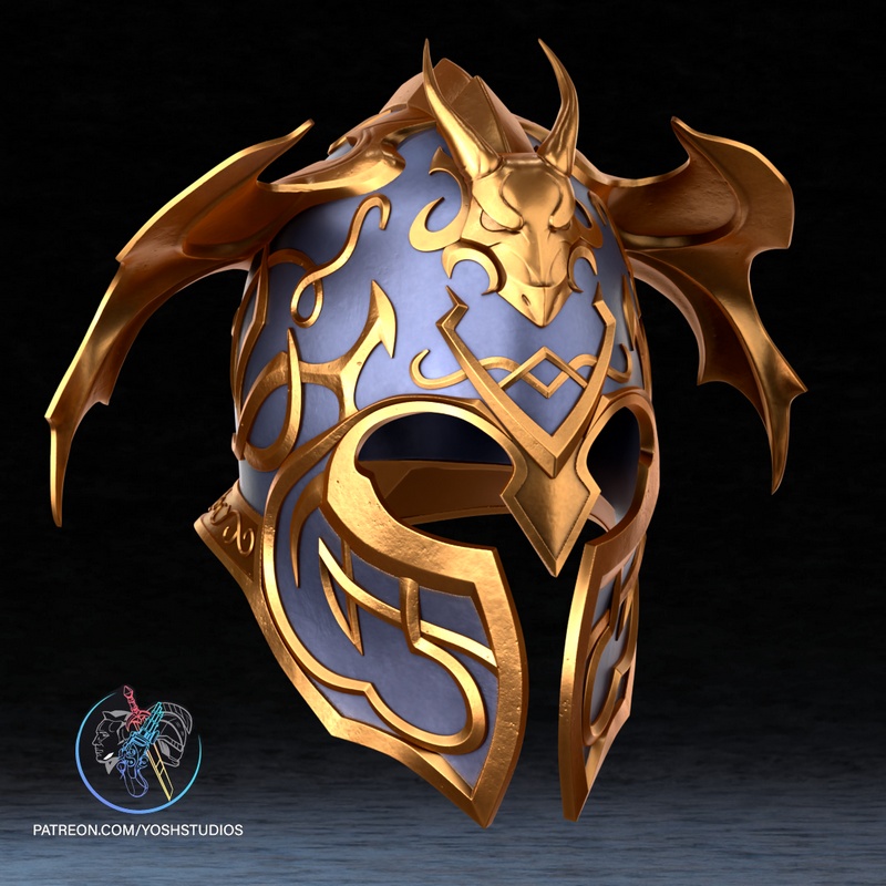 Yosh Studios - 阿卡托什头盔 - 3D打印模型|Yosh Studios – Akatosh Helmet – 3D Print Model