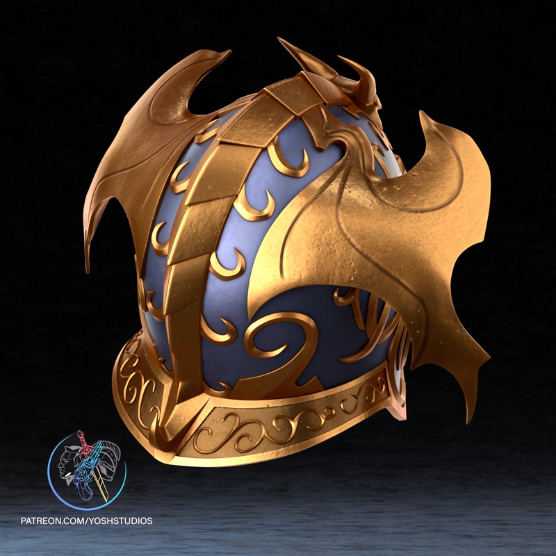 Yosh Studios - 阿卡托什头盔 - 3D打印模型|Yosh Studios – Akatosh Helmet – 3D Print Model