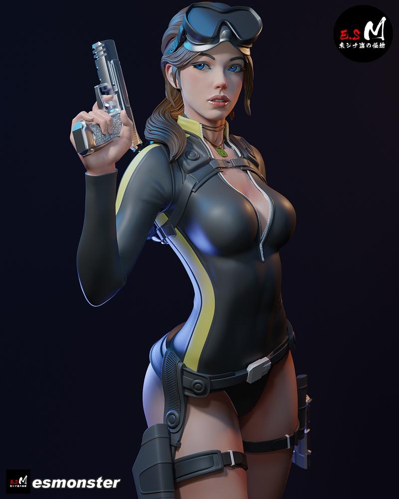 E.S怪物 – 莱拉·克罗夫特（潜水服版）3D打印模型|E.S Monster – LaraCroft (Dive Suit Ver.) – 3D Print Model STL