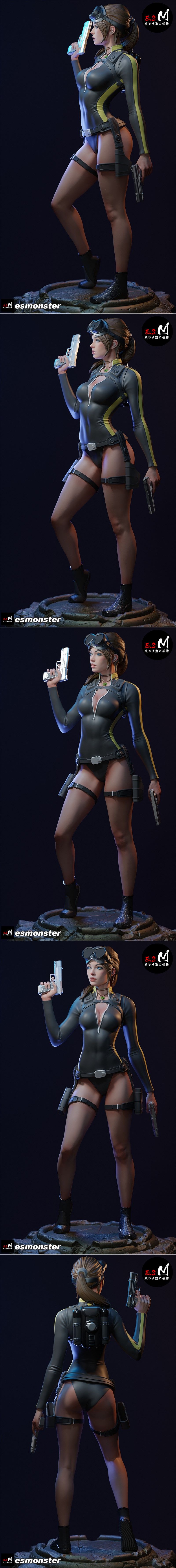 E.S怪物 – 莱拉·克罗夫特（潜水服版）3D打印模型|E.S Monster – LaraCroft (Dive Suit Ver.) – 3D Print Model STL