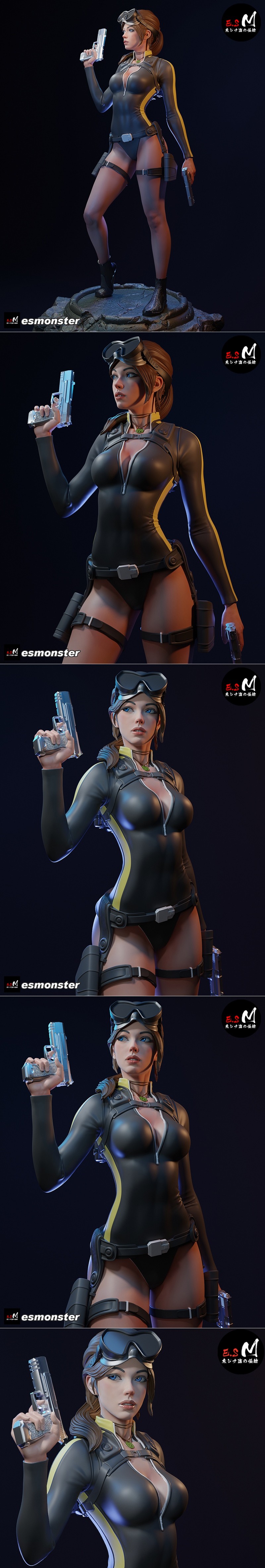 E.S怪物 – 莱拉·克罗夫特（潜水服版）3D打印模型|E.S Monster – LaraCroft (Dive Suit Ver.) – 3D Print Model STL