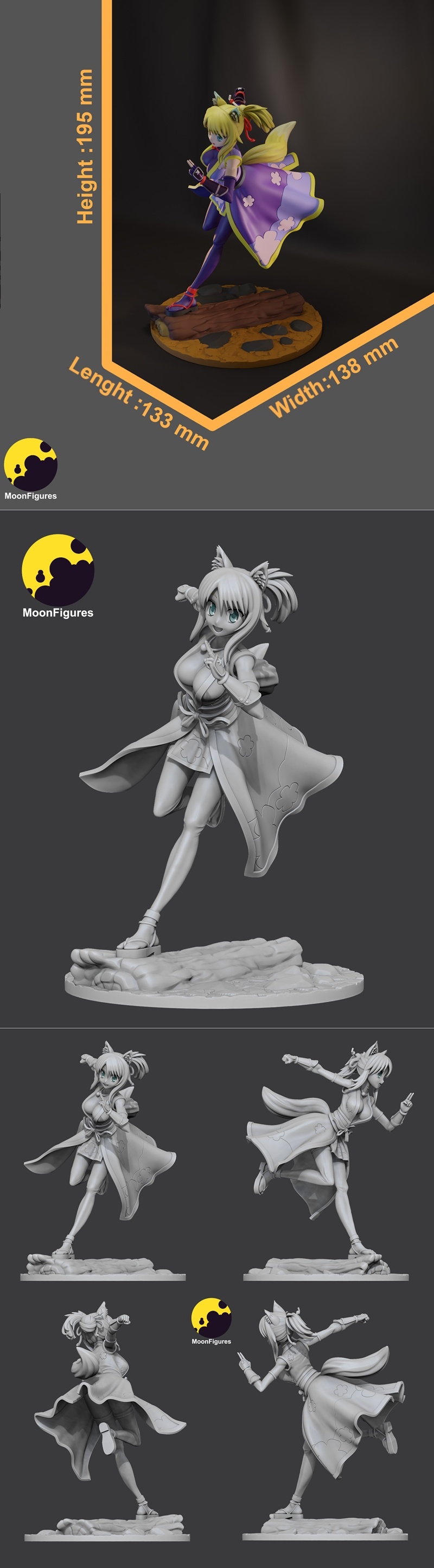 月之图腾——尤基卡泽派恩通——3D打印模型|MoonFigures – Yukikaze Panettone – 3D Print Model STL