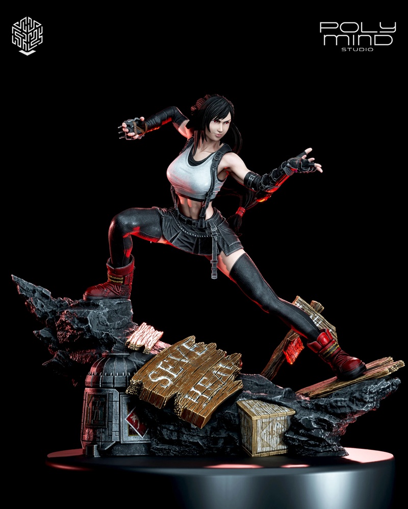 PolyMind Studio - 《最终幻想7》蒂法·洛克哈特 - 3D打印模型|PolyMind Studio – Tifa Lockhart – Final Fantasy VII – 3D Print Model