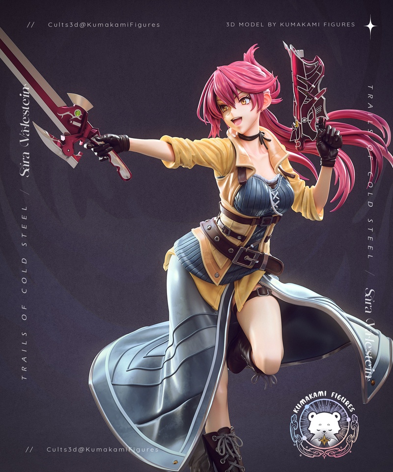 《轨迹冷钢》萨拉·瓦莱斯坦 3D打印模型|Kumakami Figures – Sara Valestein – The Legend of Heroes – Trails of Cold Steel – 3D Print Model
