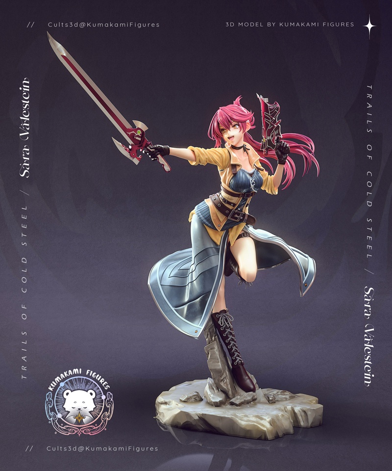 《轨迹冷钢》萨拉·瓦莱斯坦 3D打印模型|Kumakami Figures – Sara Valestein – The Legend of Heroes – Trails of Cold Steel – 3D Print Model