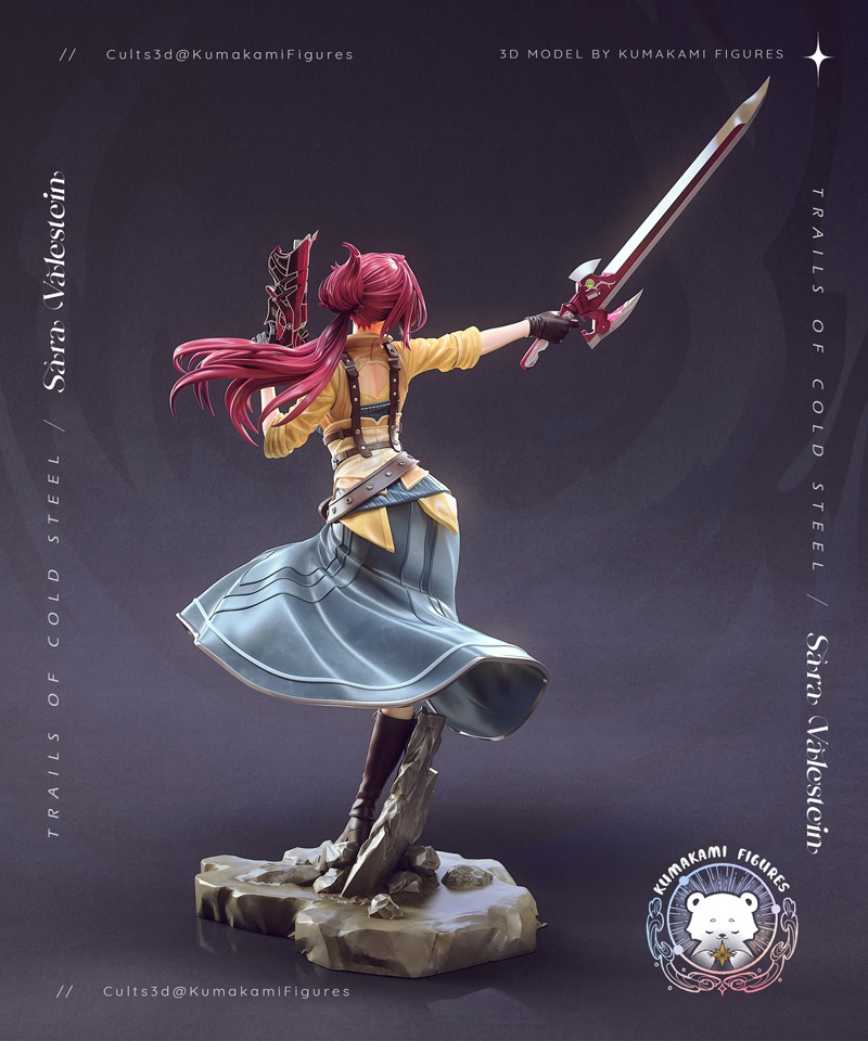《轨迹冷钢》萨拉·瓦莱斯坦 3D打印模型|Kumakami Figures – Sara Valestein – The Legend of Heroes – Trails of Cold Steel – 3D Print Model
