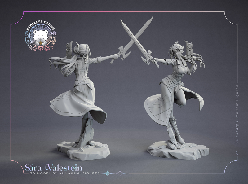 《轨迹冷钢》萨拉·瓦莱斯坦 3D打印模型|Kumakami Figures – Sara Valestein – The Legend of Heroes – Trails of Cold Steel – 3D Print Model