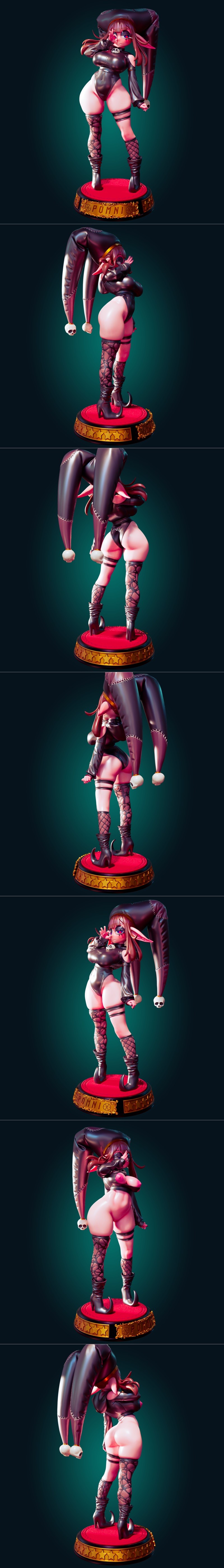 庞尼哥特曲身女孩3D打印模型|Officer Rhu – Pomni Goth Curvy Girl – 3D Print Model STL