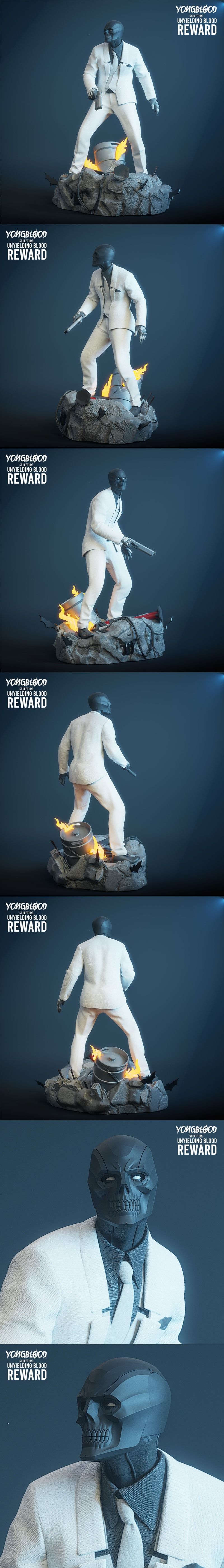 黑面具雕塑 3D打印模型|Yongblood Sculpture – Blackmask – 3D Print Model STL