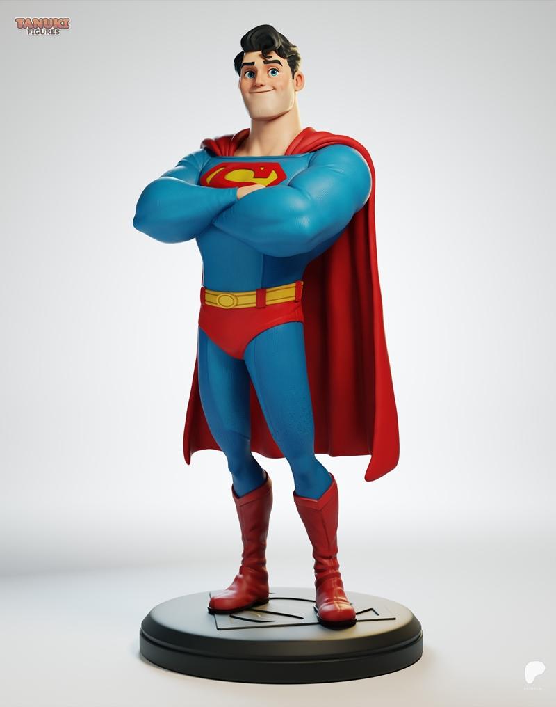 Tanuki Figures – Classic Superman – 3D Print Model STL