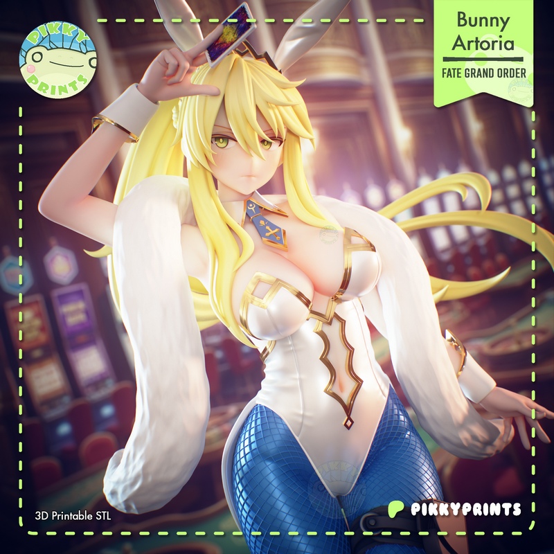 Pikky Prints Studios 3D打印兔耳艺术奥尔特拉——Fate Grand Order角色模型|Pikky Prints Studios – Bunny Artoria – Fate Grand Order – 3D Print Model