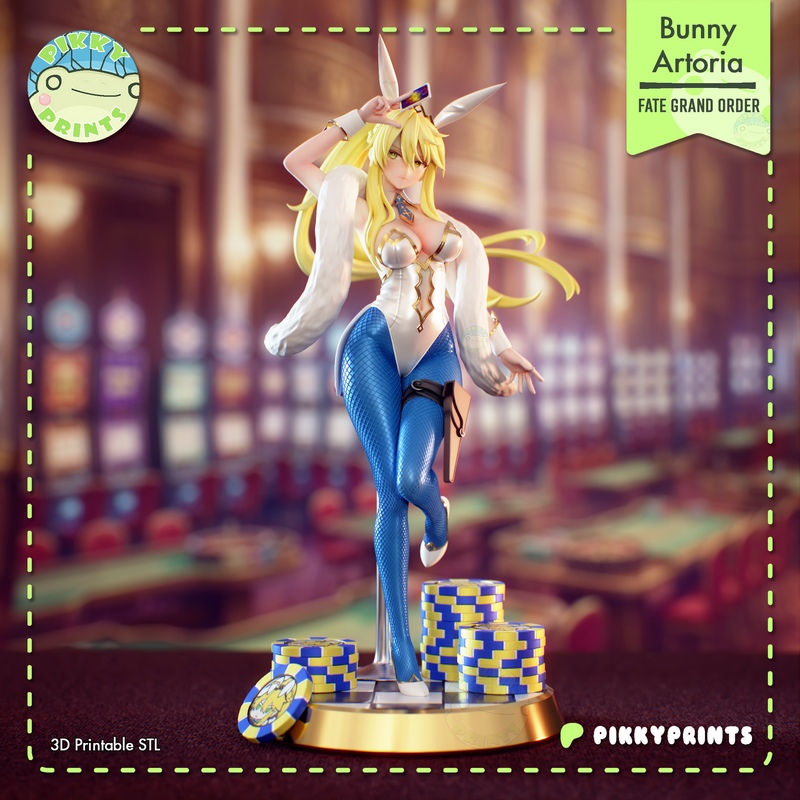 Pikky Prints Studios 3D打印兔耳艺术奥尔特拉——Fate Grand Order角色模型|Pikky Prints Studios – Bunny Artoria – Fate Grand Order – 3D Print Model