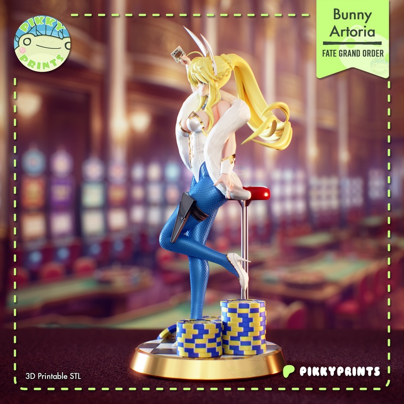 Pikky Prints Studios 3D打印兔耳艺术奥尔特拉——Fate Grand Order角色模型|Pikky Prints Studios – Bunny Artoria – Fate Grand Order – 3D Print Model