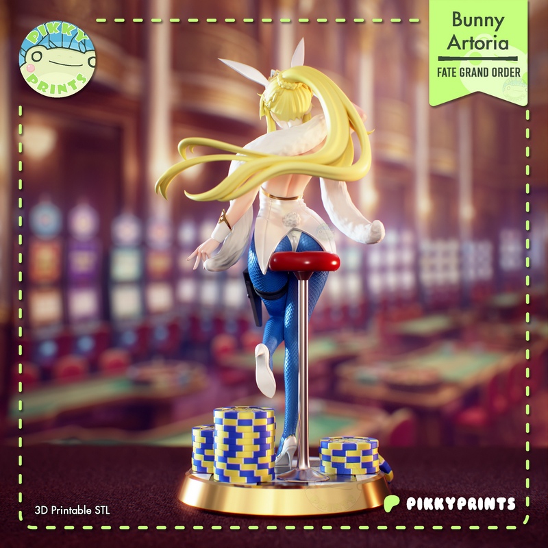 Pikky Prints Studios 3D打印兔耳艺术奥尔特拉——Fate Grand Order角色模型|Pikky Prints Studios – Bunny Artoria – Fate Grand Order – 3D Print Model