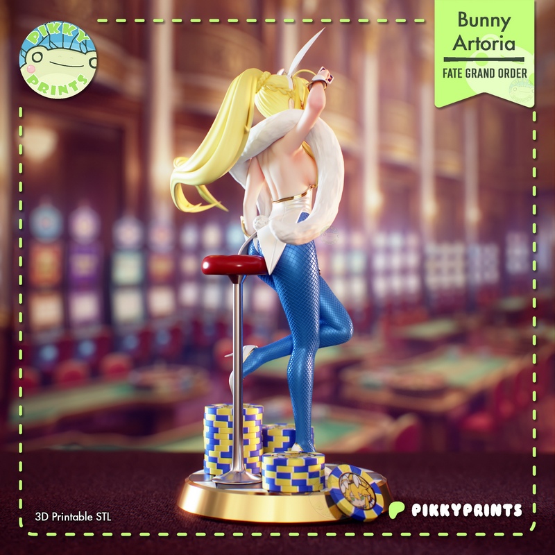 Pikky Prints Studios 3D打印兔耳艺术奥尔特拉——Fate Grand Order角色模型|Pikky Prints Studios – Bunny Artoria – Fate Grand Order – 3D Print Model