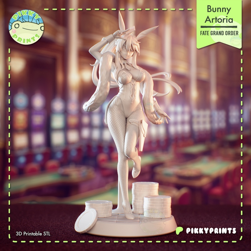 Pikky Prints Studios 3D打印兔耳艺术奥尔特拉——Fate Grand Order角色模型|Pikky Prints Studios – Bunny Artoria – Fate Grand Order – 3D Print Model