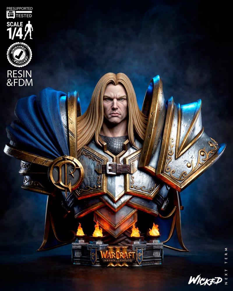 恶灵之王——阿萨斯圣骑士头像3D打印模型|Wicked – Arthas Paladin Portrait Bust – 3D Print Model STL