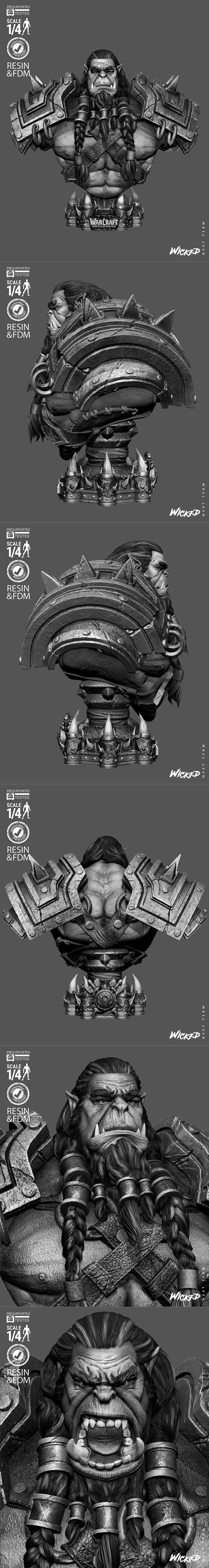 邪恶之王——萨尔头像雕塑 3D打印模型|Wicked – Thrall Portrait Bust – 3D Print Model STL