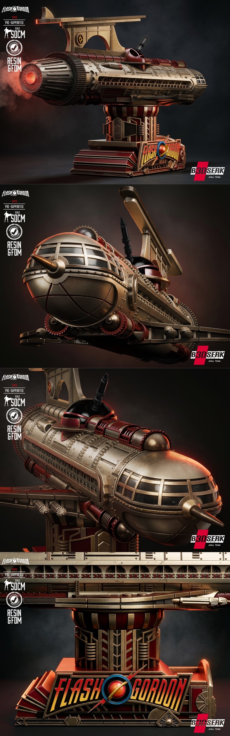B3DSERK – Flash Gordon Ship – 3D Print Model STL