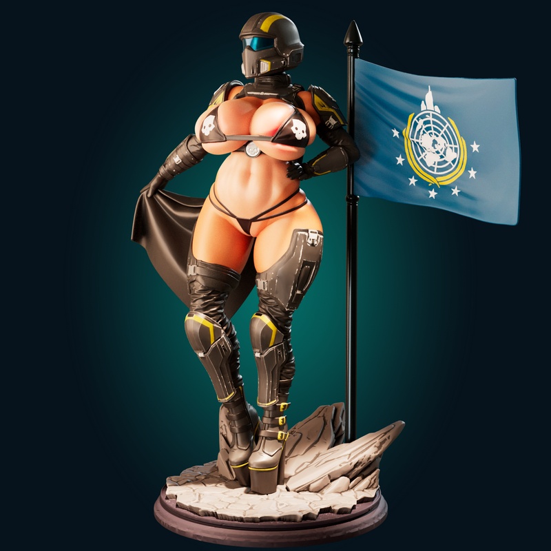 HellDiver女角色3D打印模型|Officer Rhu – HellDiver Girl – 3D Print Model