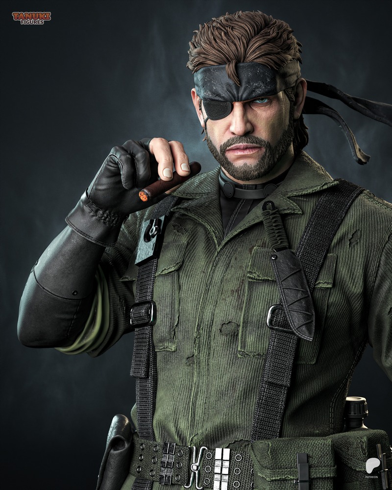 3D打印金属装备模型：大boss-狐妖造型|Tanuki Figures – Big Boss – Metal Gear – 3D Print Model
